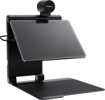 iPad with a foldable, desktop stand and a camera on top